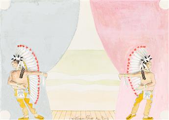 WILLIAM PÈNE DU BOIS (1916 - 1993) Native American characters pulling stage curtains.